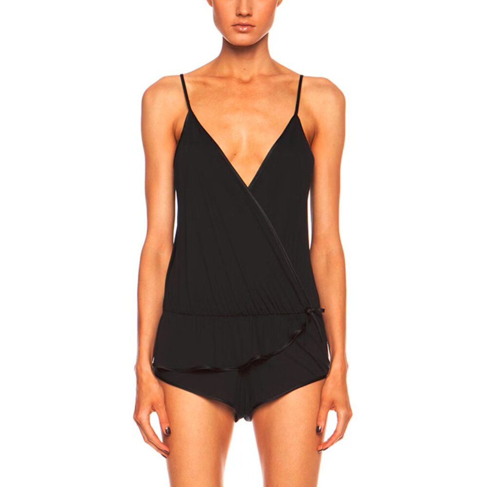 Kiki de Montparnasse Black Intime Wrap Modal-Blend Teddy